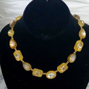 NWOT Loft Gold Tone Multi Link Framed Rhinestone Necklace